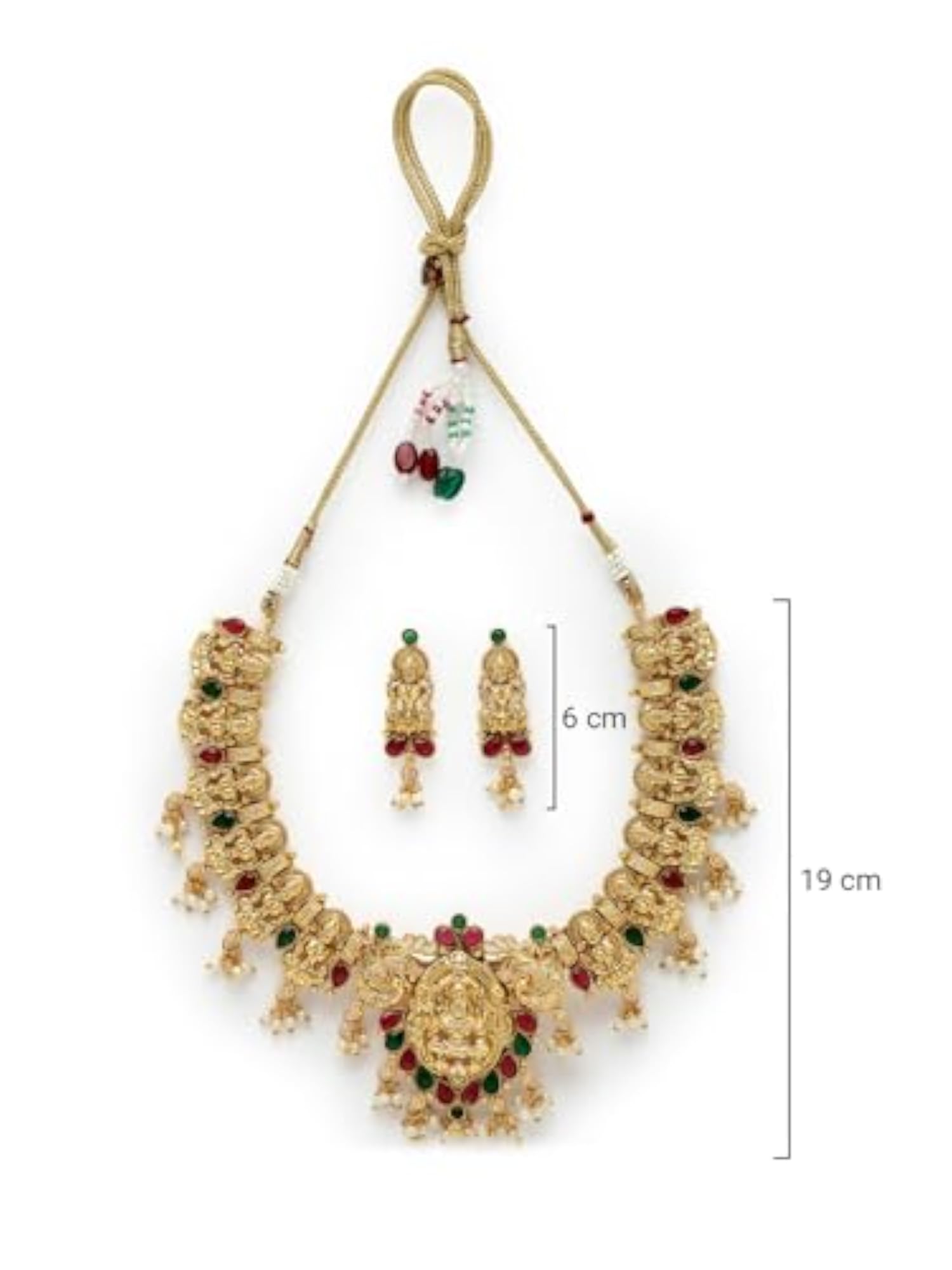 Plated Copper Temple Collar Necklace Set with Earrings